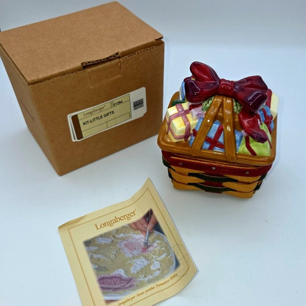 Longaberger Hand-Painted Ceramic Basket With Gift Design & Box